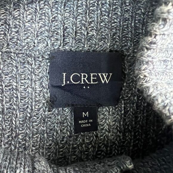 J. Crew Sweater Mens Medium Gray Cable Knit Cardigan Mock Neck Fisherman - Picture 6 of 12